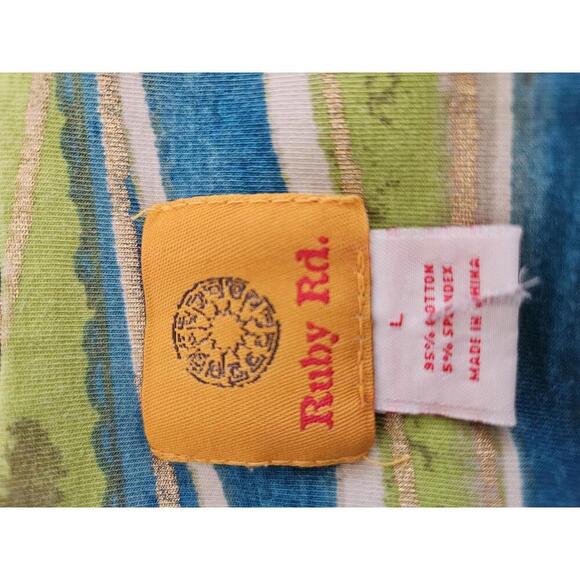 Ruby Rd. Large Green blue & white abstract stretchy shirt - Picture 3 of 4